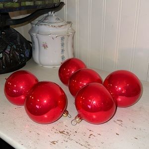 Vintage oversized West Germany blown glass Christmas ornaments red
